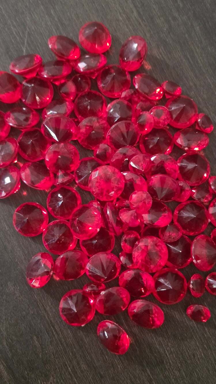 Acrylic Gemstones Red Table Scatter Party Decor Vase Filler